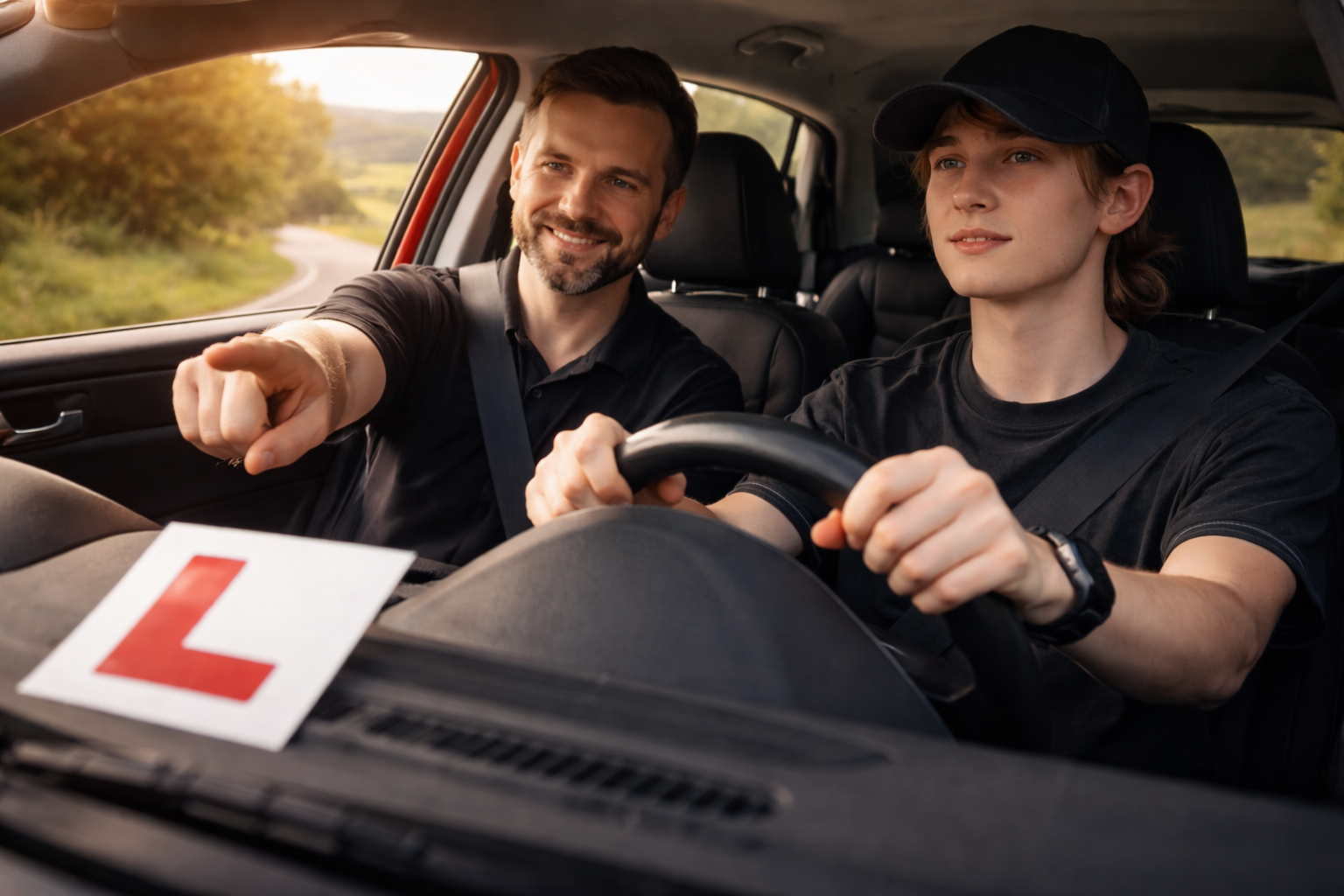 Nervous learner driver sat behind the steering wheel – overcoming driving anxiety